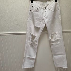 Rag & Bone White Relax Fit Distressed Jean